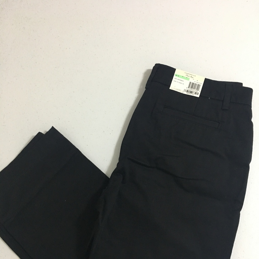 Tummy Slimming Flat Front Capris Classic Black 8